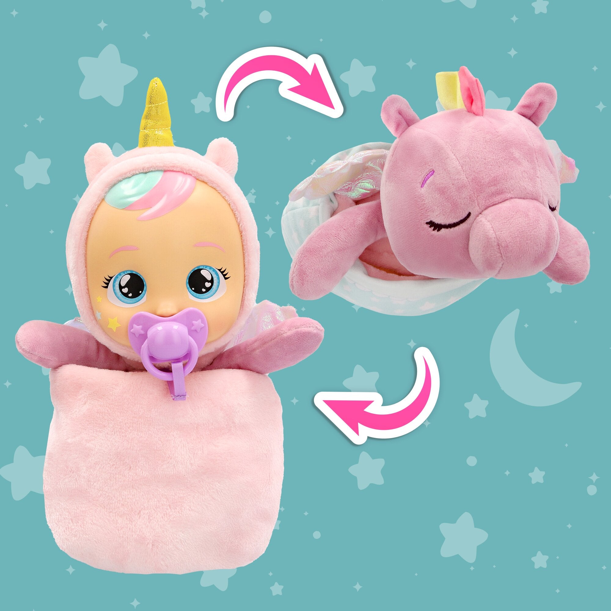 Cry Babies Goodnight Friends Luna & Poppy 2-in-1 Interactive Plush Doll