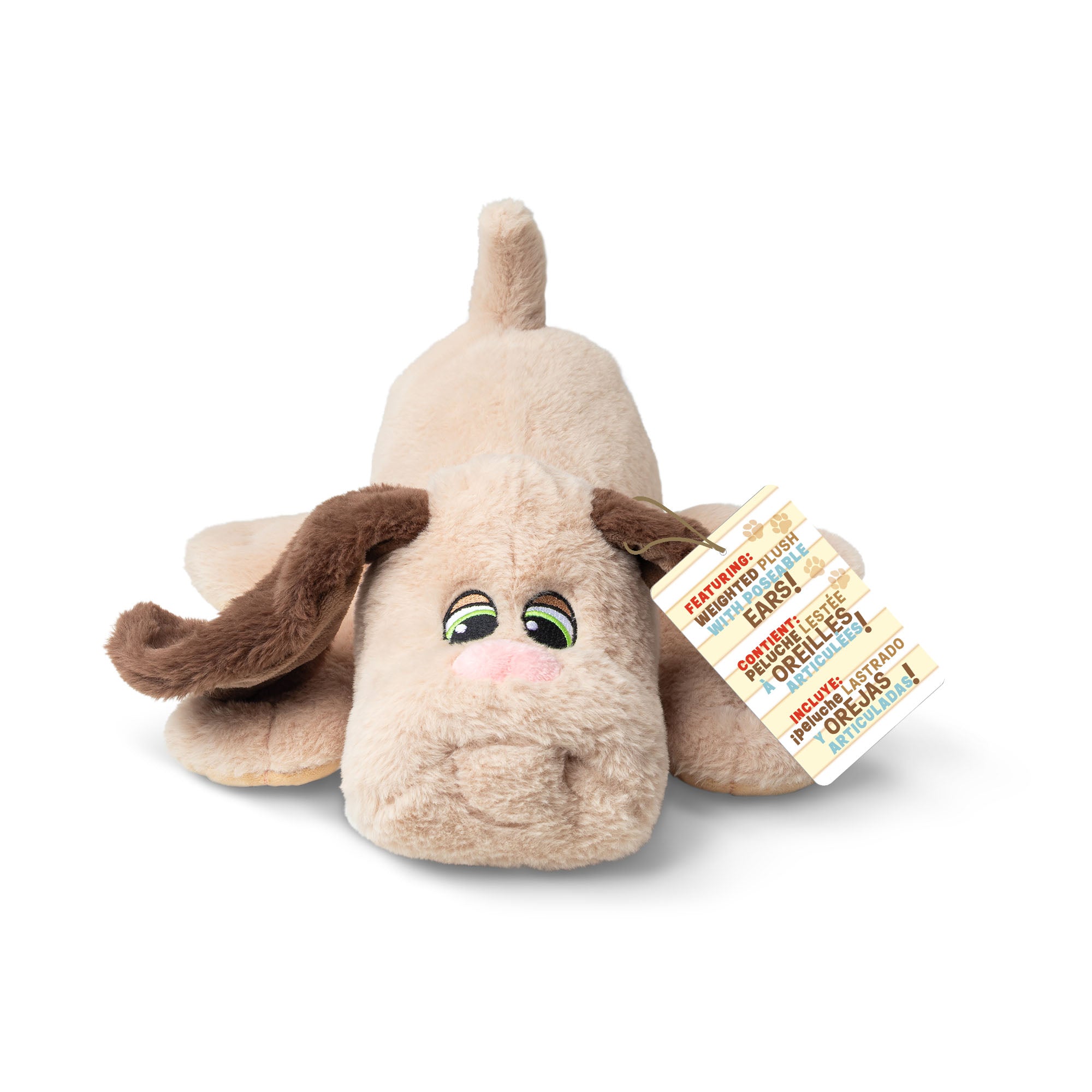 Pound Puppies Weighted Snuggles Tan Plush with Brown Ears