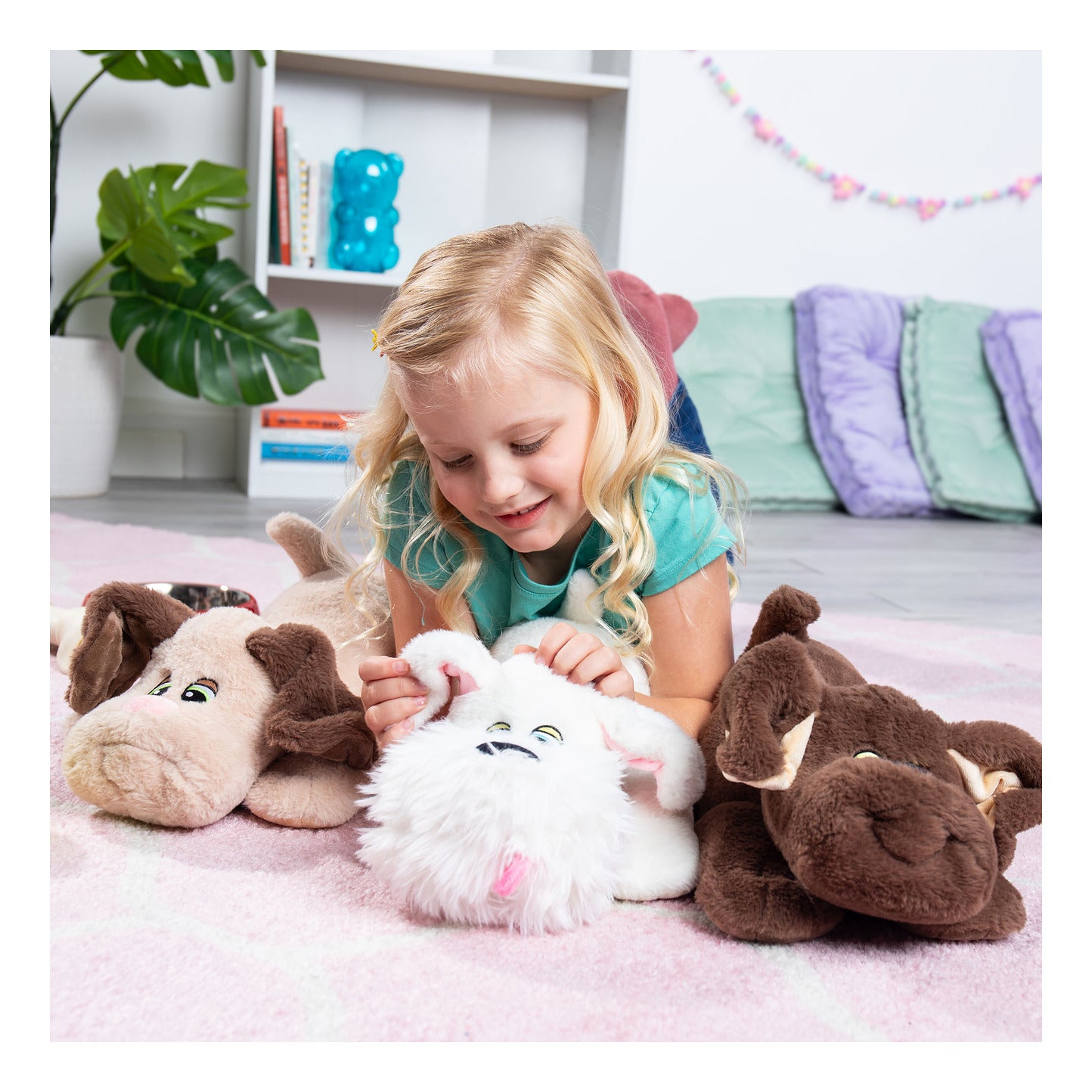 Pound Puppies Weighted Snuggles Tan Plush with Brown Ears