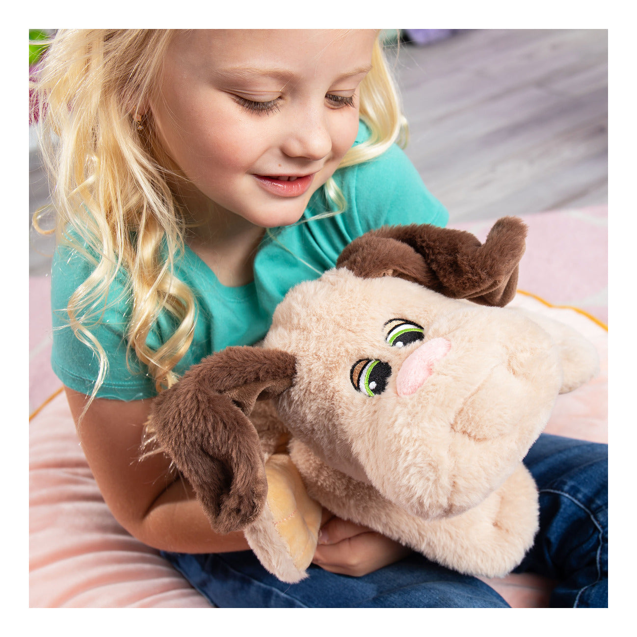 Pound Puppies Weighted Snuggles Tan Plush with Brown Ears