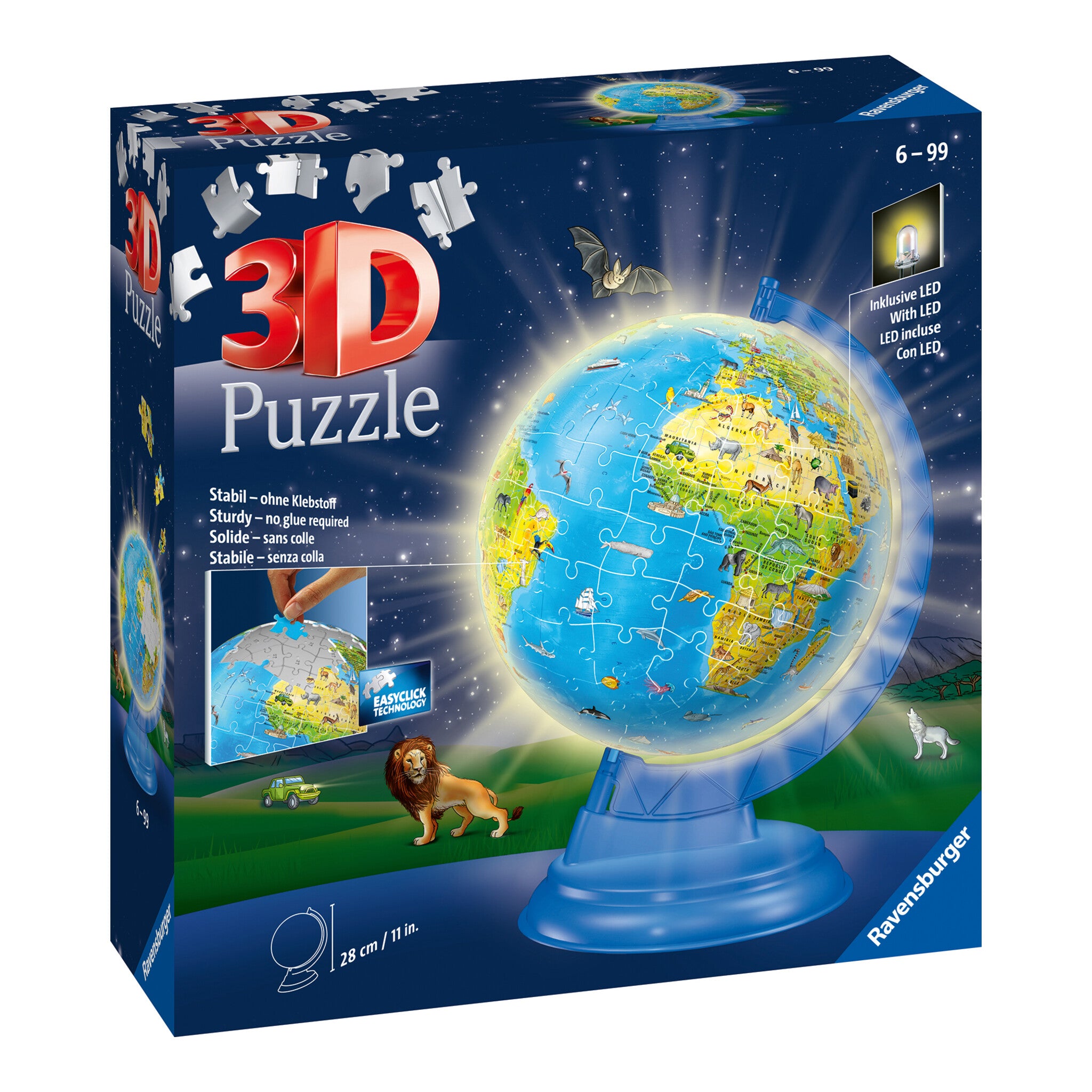 Ravensburger Light-Up Children's World Globe 3D Puzzle 180 Pieces