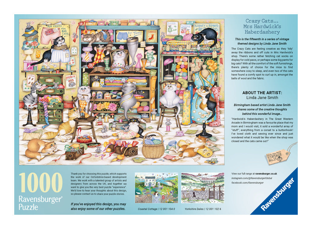 Ravensburger Crazy Cats Mrs Hardwick's Haberdashery 1000 Piece Jigsaw Puzzle