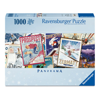 Ravensburger Retro Skiing Vintage Ski Posters Panorama 1000 Piece Jigsaw Puzzle