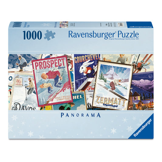 Ravensburger Retro Skiing Vintage Ski Posters Panorama 1000 Piece Jigsaw Puzzle