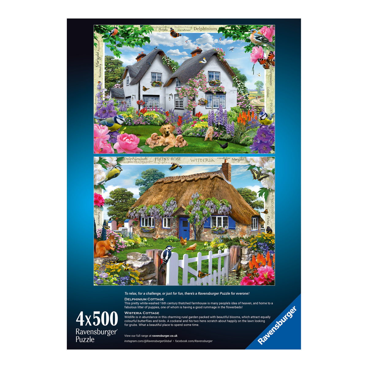 Ravensburger Happy Days No.10 Country Gardens 4 x 500 Piece Jigsaw Puzzle