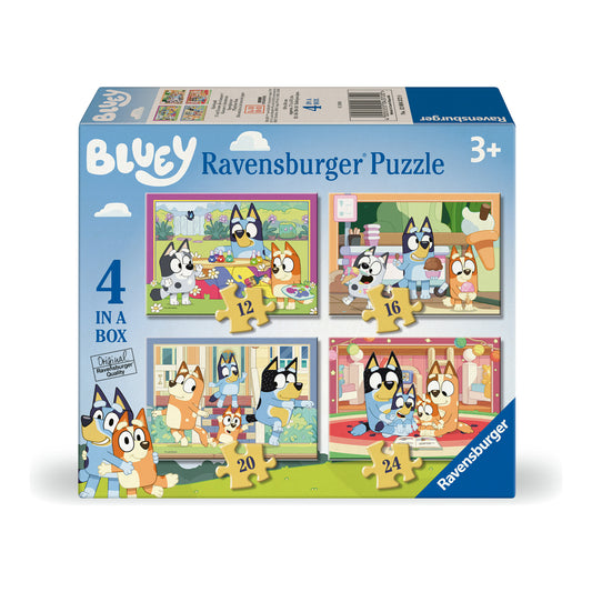 Ravensburger Bluey 4 in a Box Jigsaw Puzzles – 12, 16, 20 & 24 Pieces