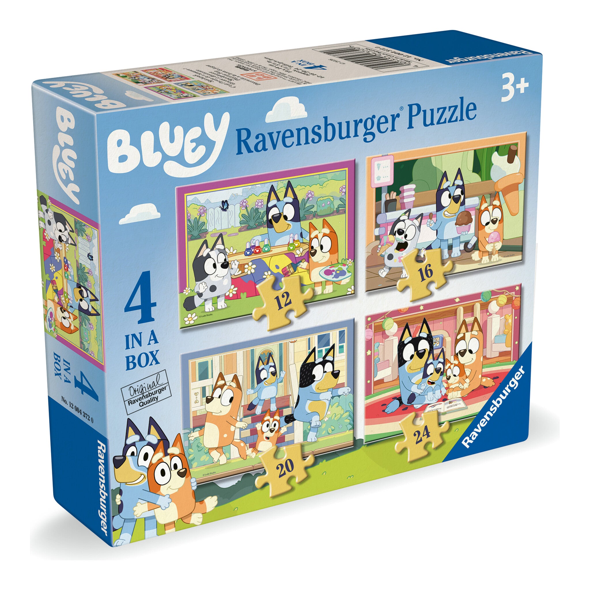 Ravensburger Bluey 4 in a Box Jigsaw Puzzles – 12, 16, 20 & 24 Pieces