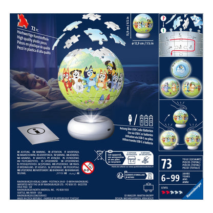 Ravensburger Bluey 3D Puzzle Ball Night Light – 72 Pieces