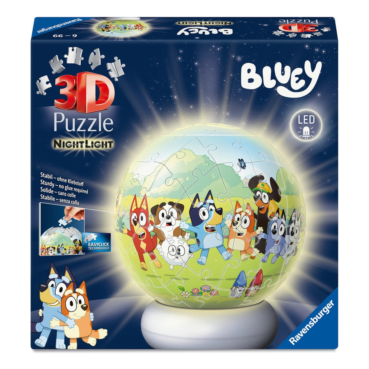 Ravensburger Bluey 3D Puzzle Ball Night Light – 72 Pieces