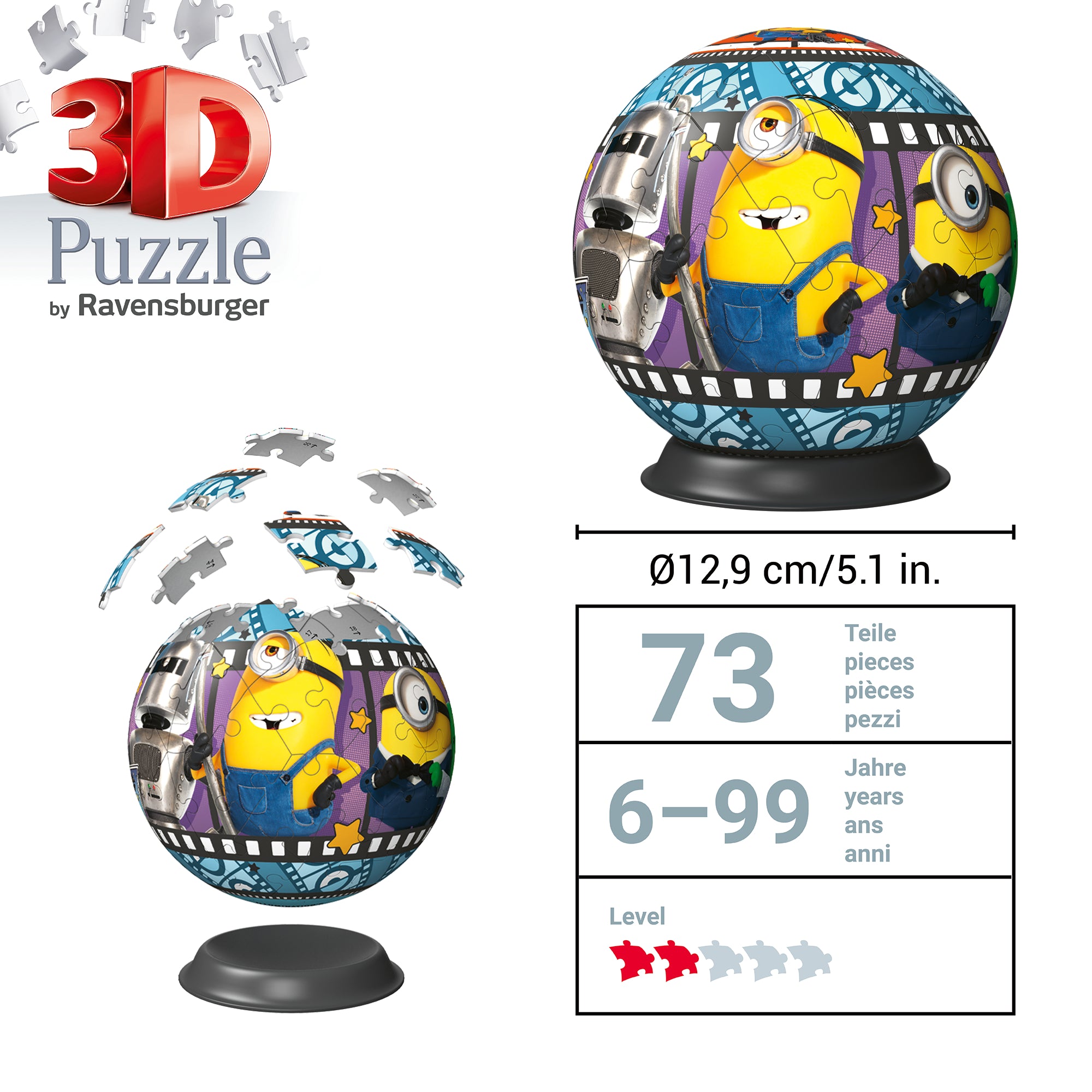 Ravensburger Minions 3 3D Puzzle Ball 72 Pieces