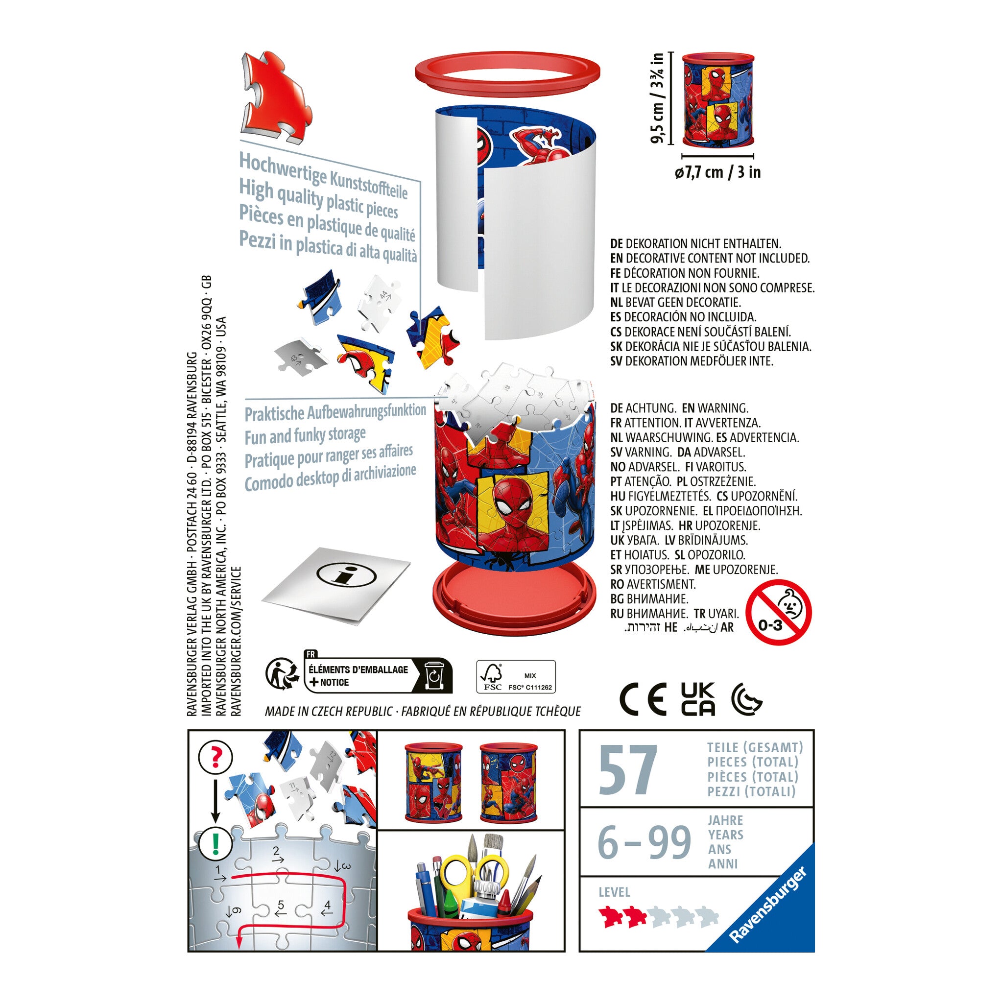 Ravensburger Marvel Spider-Man 3D Pencil Holder Puzzle 54 Pieces