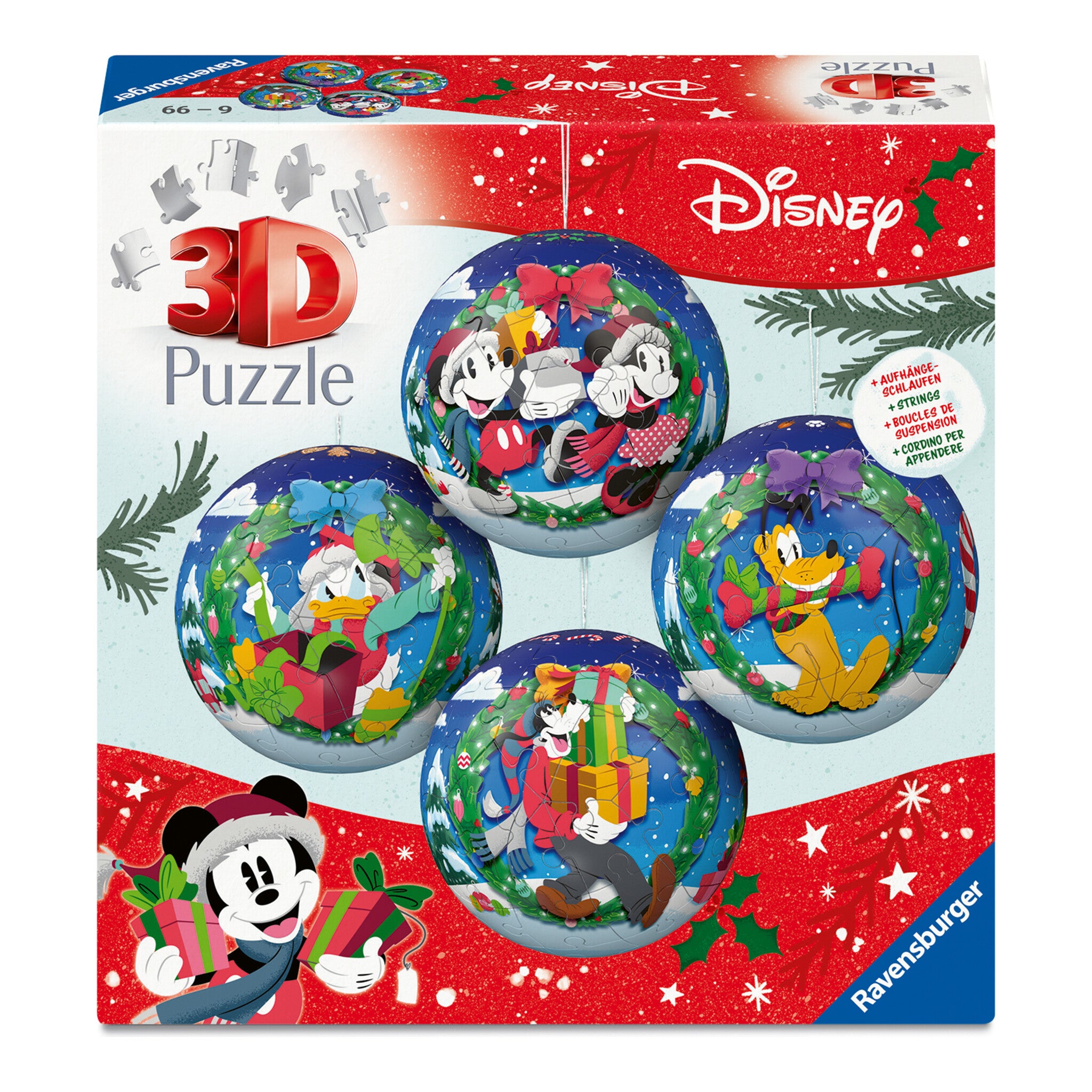Ravensburger Disney Christmas Baubles 4 x 54 Piece 3D Puzzle Set