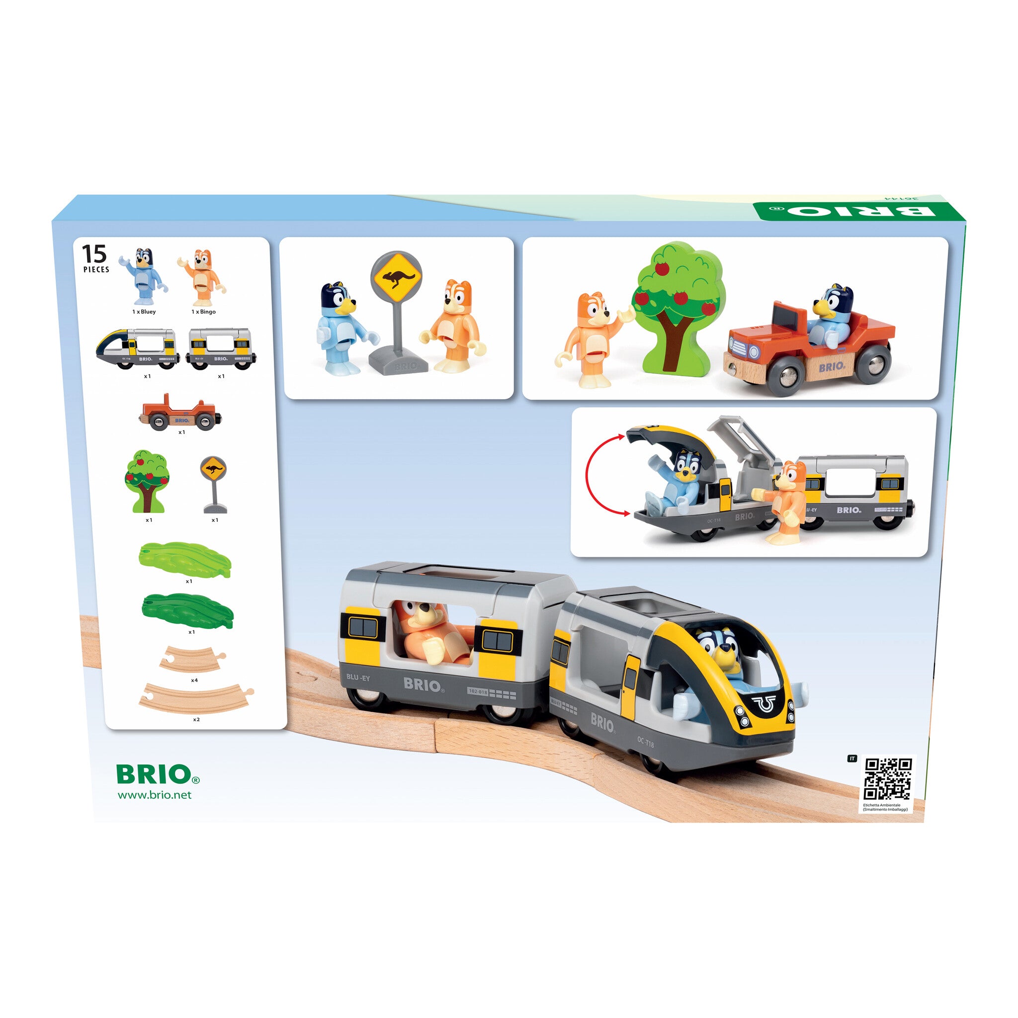 BRIO Bluey Train Set – 15-Piece Wooden Railway Set