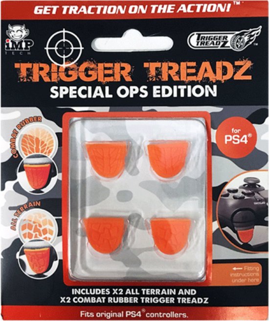 iMP TECH Trigger Treadz Special Ops Trigger Grips 4 Pack for PlayStation 4