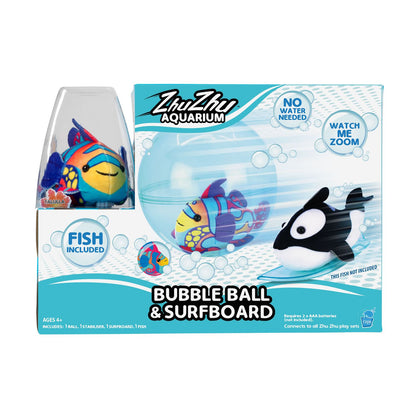 Zhu Zhu Aquarium Bubble Ball & Surfboard Starter Playset with Fish