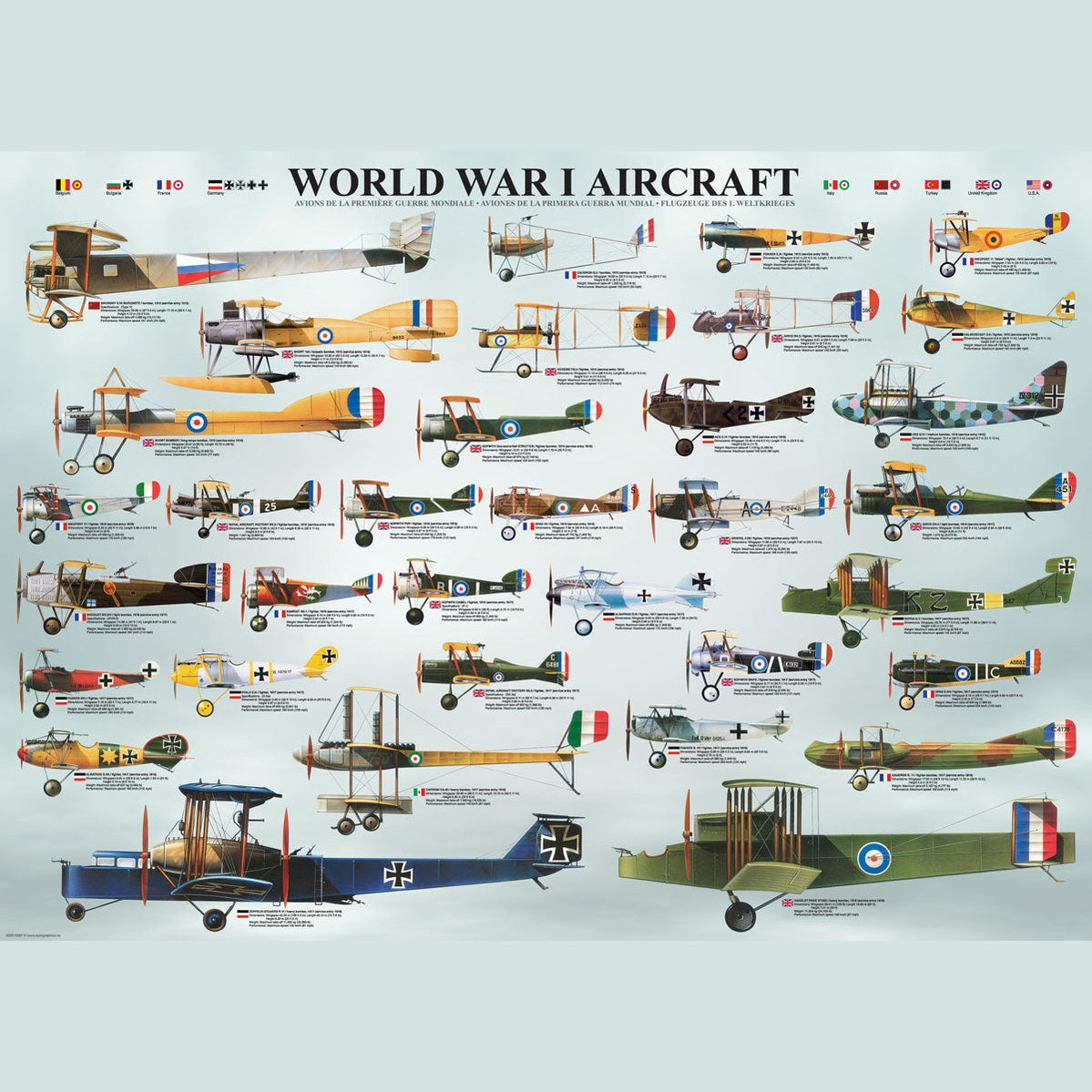 Eurographics World War I Aircraft 1000 Piece Smart Cut Jigsaw Puzzle