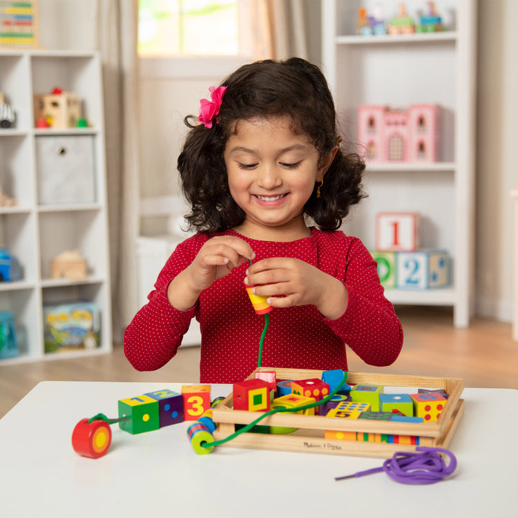 Melissa & Doug Wooden Lacing Beads in a Box