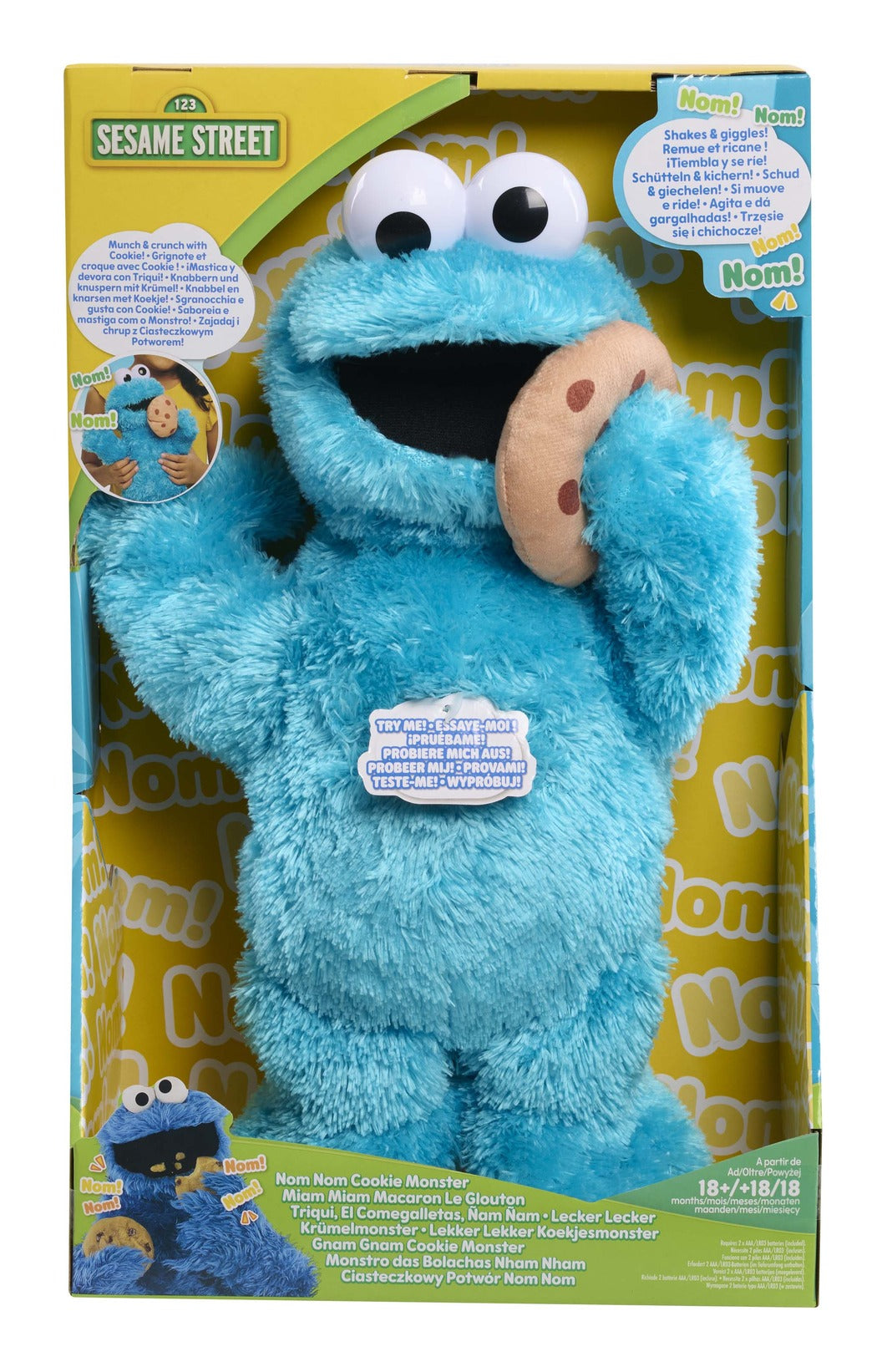 Just Play Sesame Street Nom Nom Cookie Monster Interactive Plush with Sounds and Motion