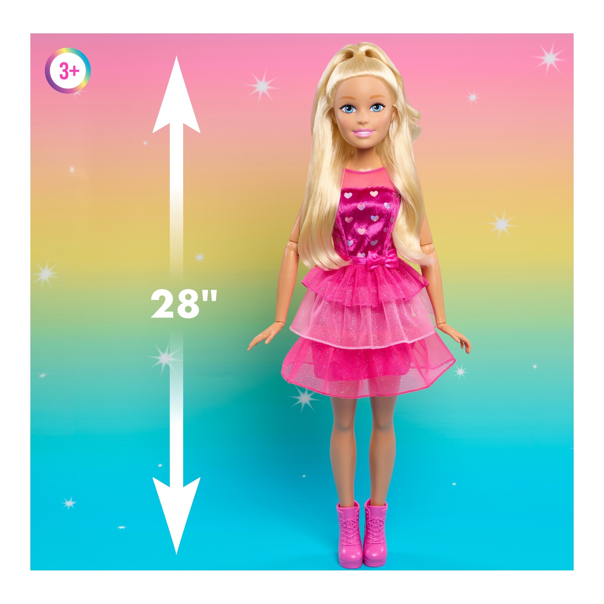 Barbie Large 28-Inch Blonde Doll with Shimmery Pink Dress