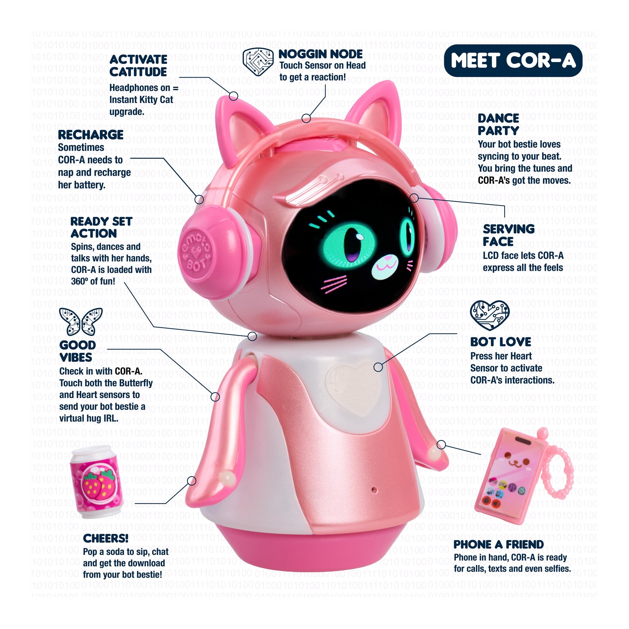 Just Play emotoBOT COR-A Rose Gold Interactive Robot Toy