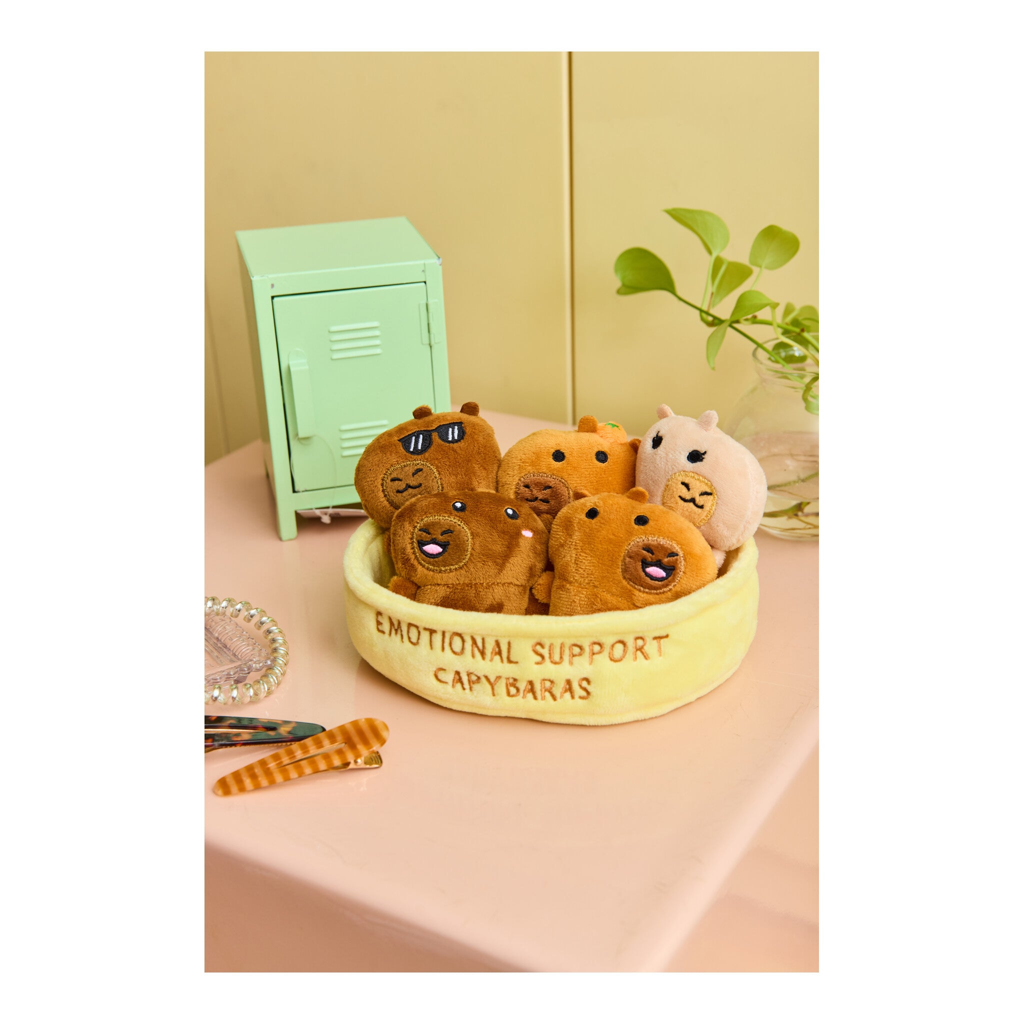 Relatable Emotional Support Capybaras Plush Set with Basket