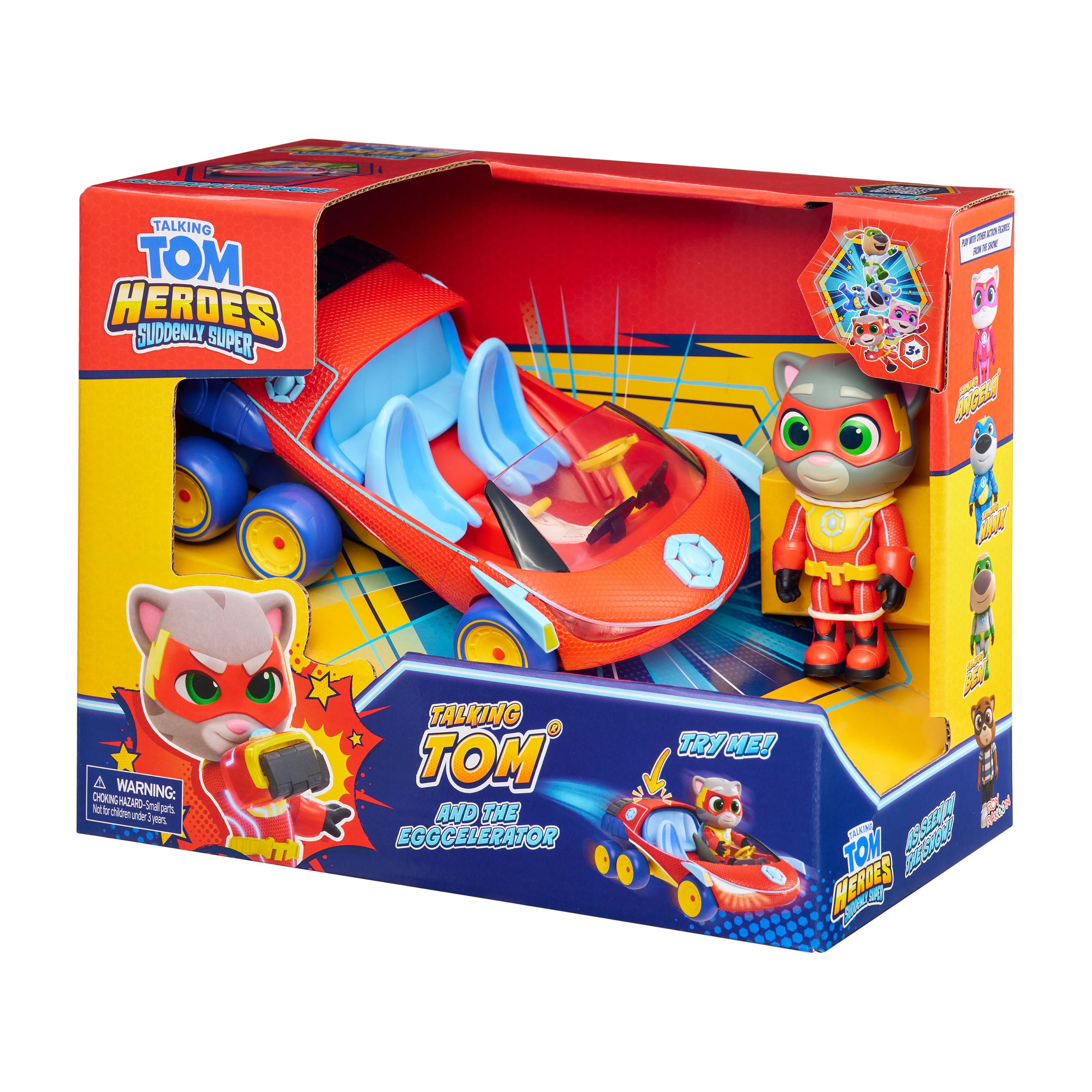 Talking Tom Heroes Suddenly Super 4-Inch Tom Figure and Car Set