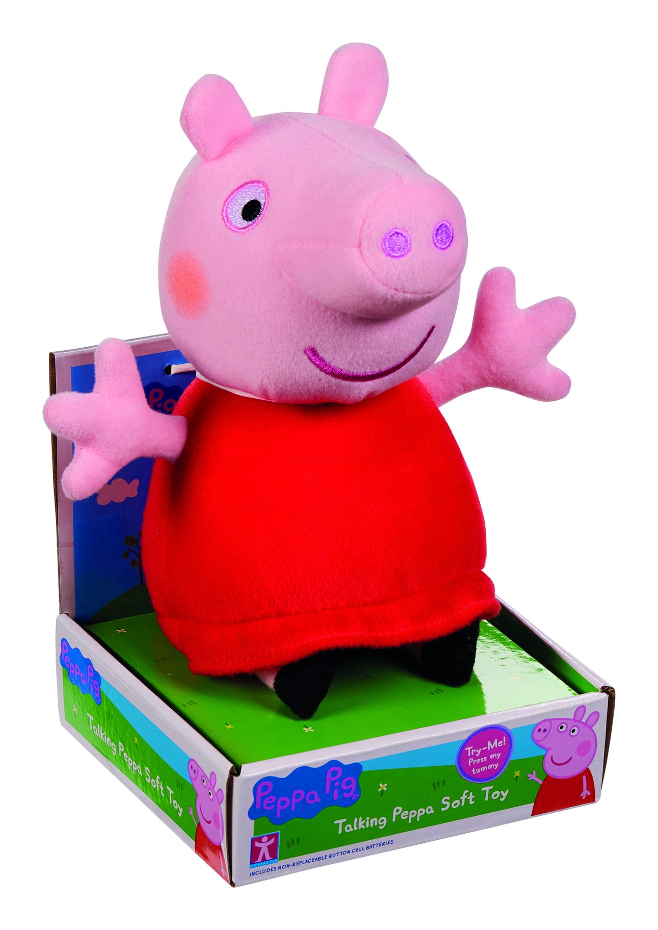 Peppa Pig Talking Red Dress Peppa Soft Toy 20cm