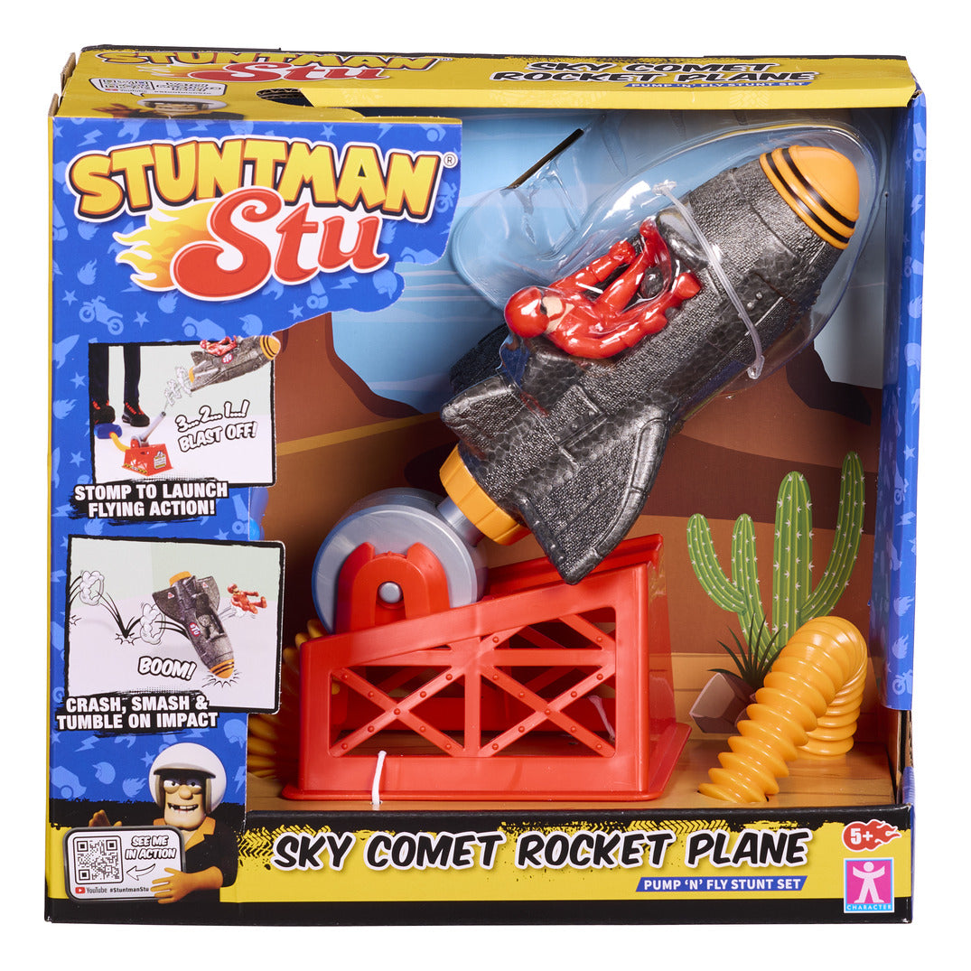 Stuntman Stu Sky Comet Rocket Plane Stomp & Launch Toy