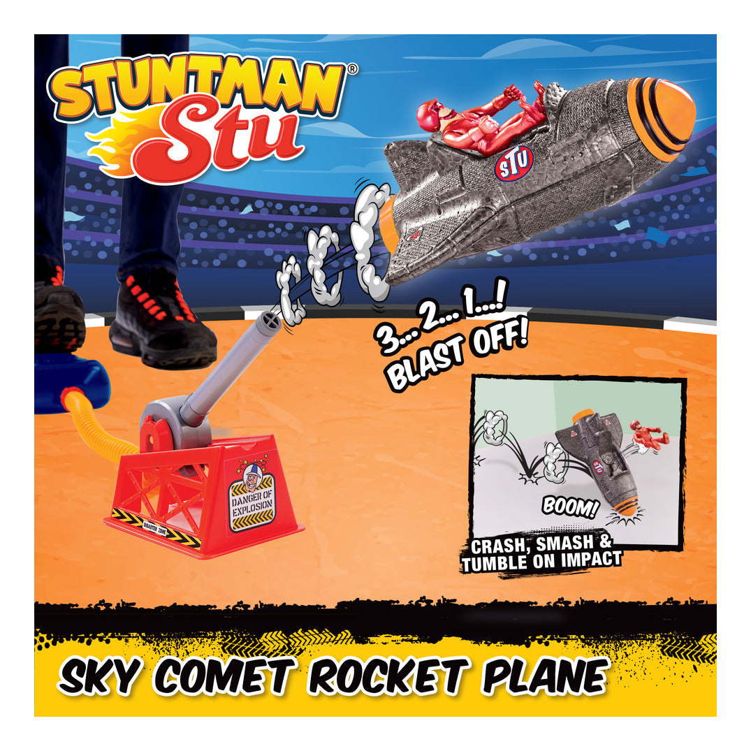 Stuntman Stu Sky Comet Rocket Plane Stomp & Launch Toy