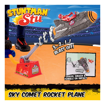 Stuntman Stu Sky Comet Rocket Plane Stomp & Launch Toy