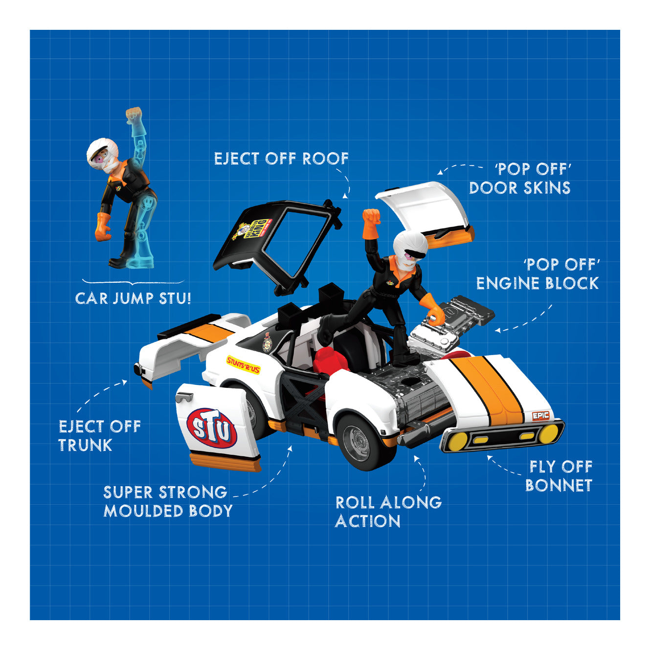 Stuntman Stu Race Ace Break-Apart Stunt Car Set