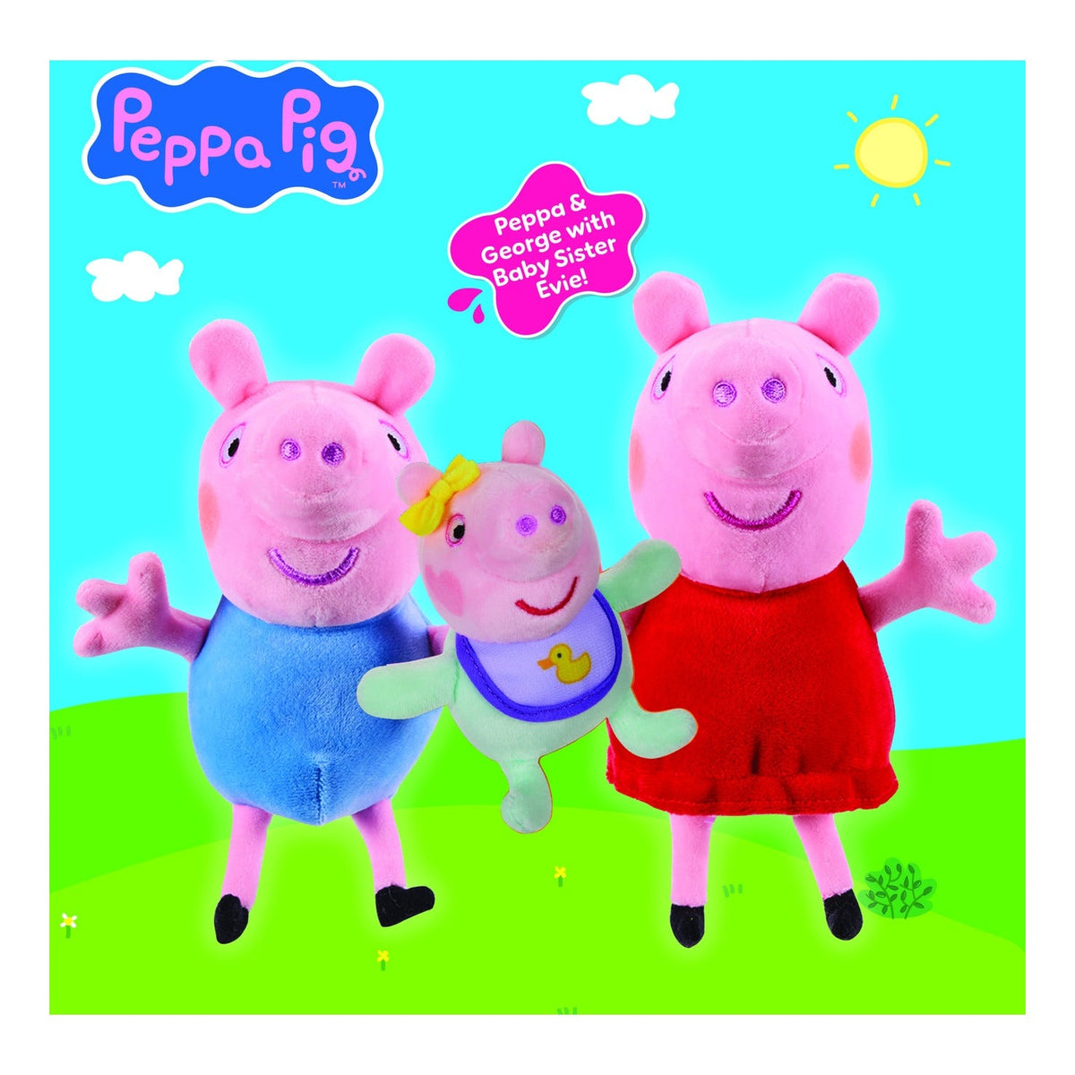 Peppa Pig Peppa, George & Baby Evie 3-Pack Plush Toys