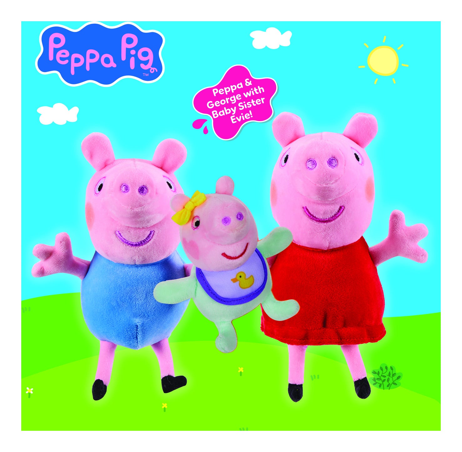 Peppa Pig Peppa, George & Baby Evie 3-Pack Plush Toys