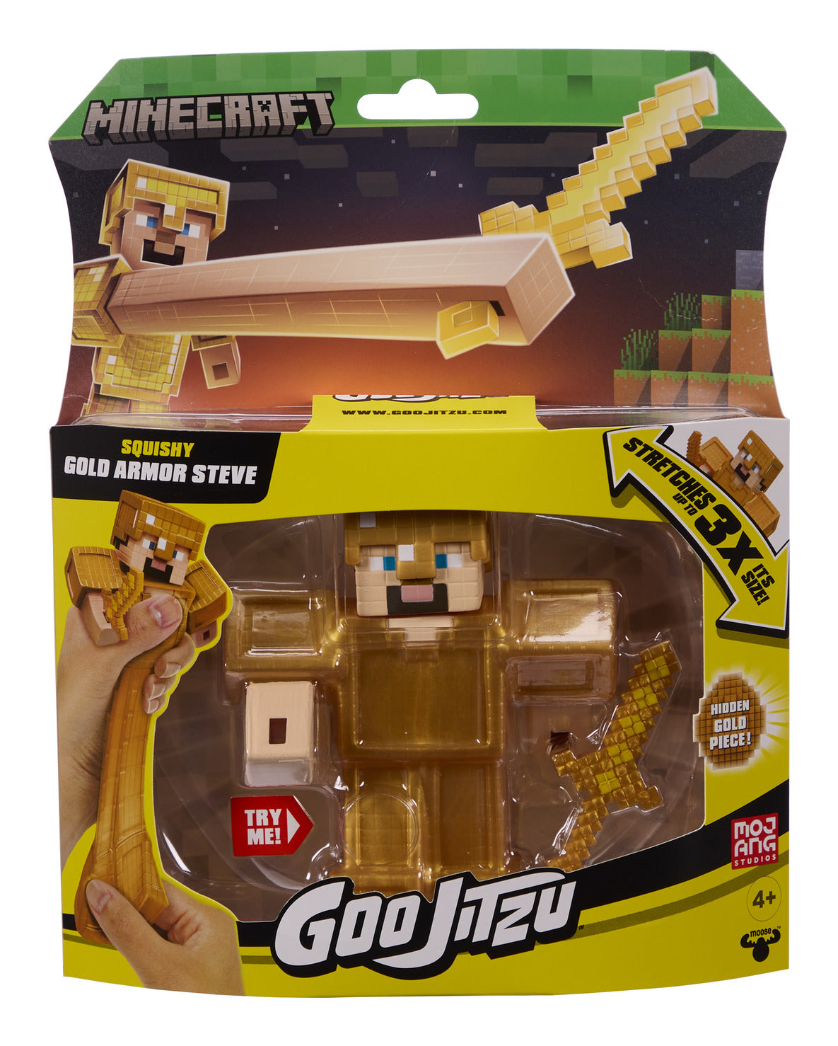 Heroes of Goo Jit Zu Minecraft Gold Armour Steve Stretchy Figure
