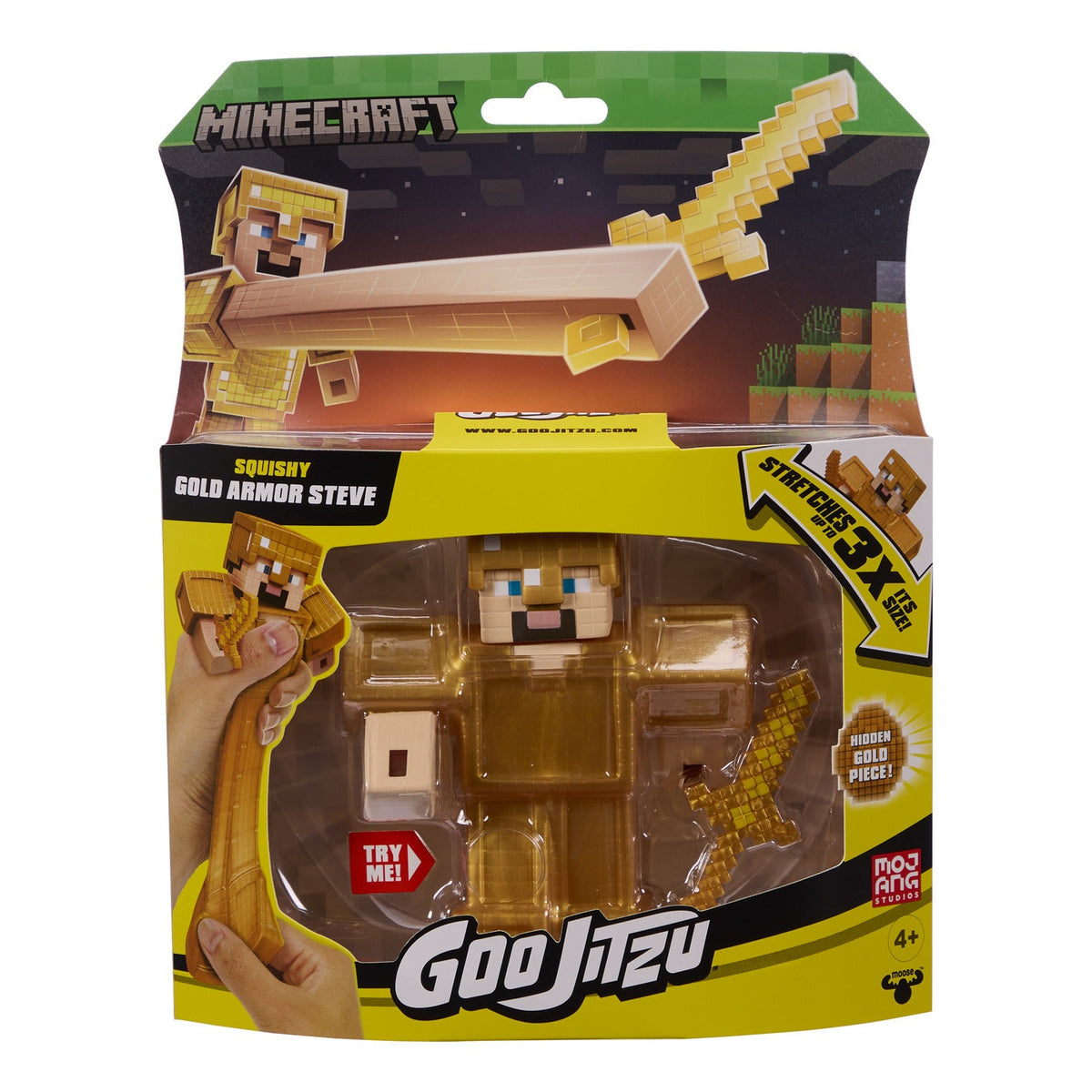Heroes of Goo Jit Zu Minecraft Gold Armour Steve Stretchy Figure