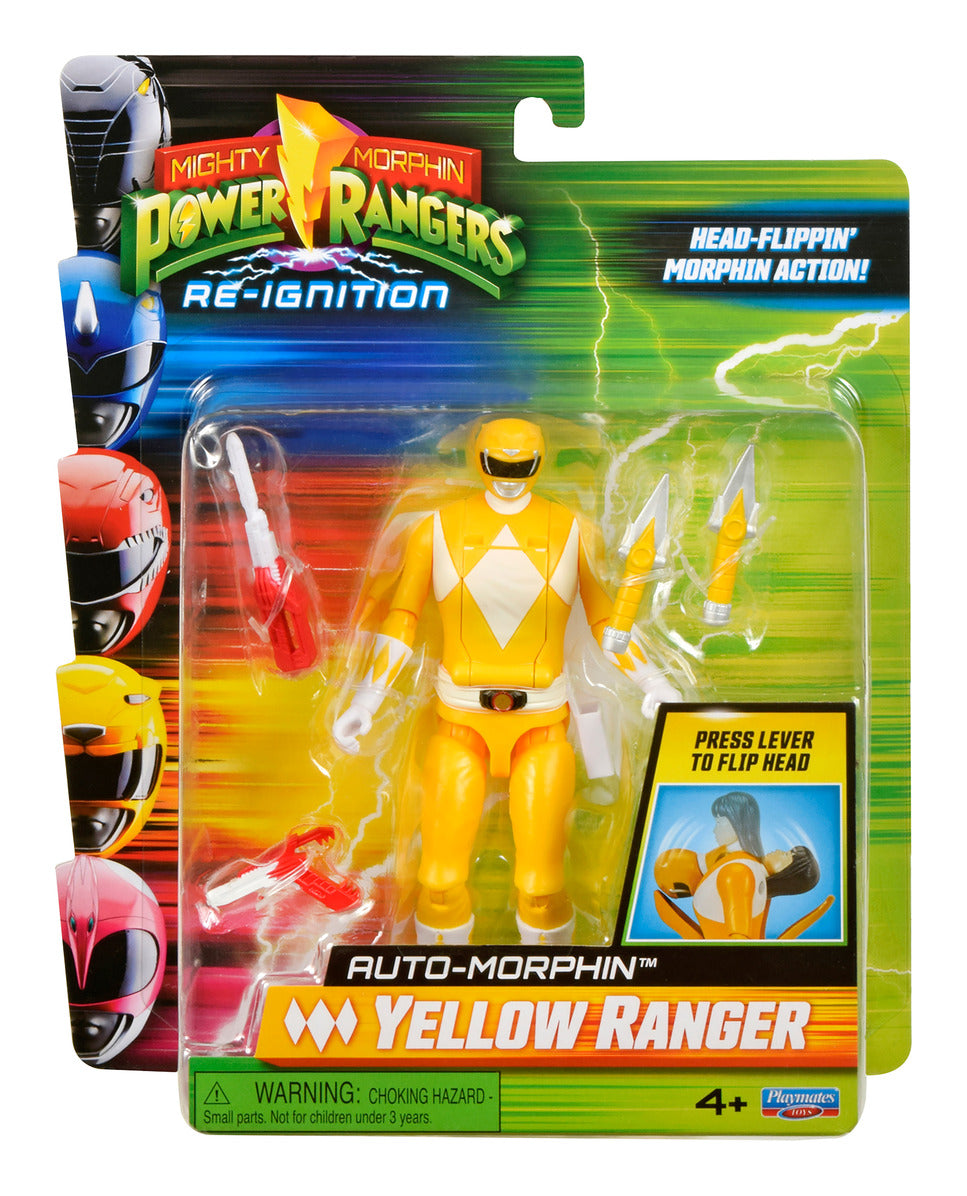 Power Rangers Mighty Morphin Re-Ignition Auto-Morphin Yellow Ranger Figure