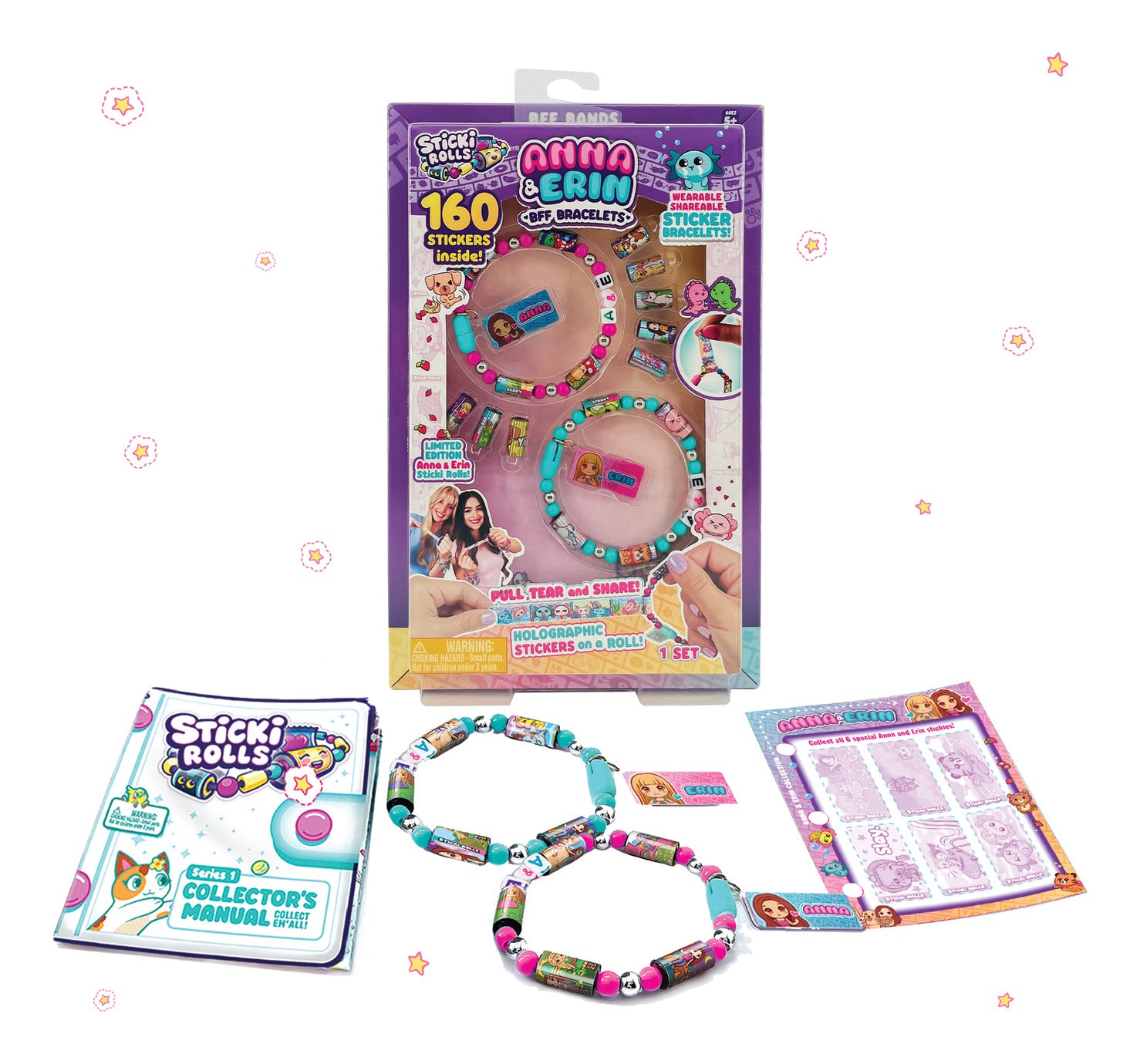 Sticki Rolls Anna & Erin BFF Bracelet Pack – 160 Stickers