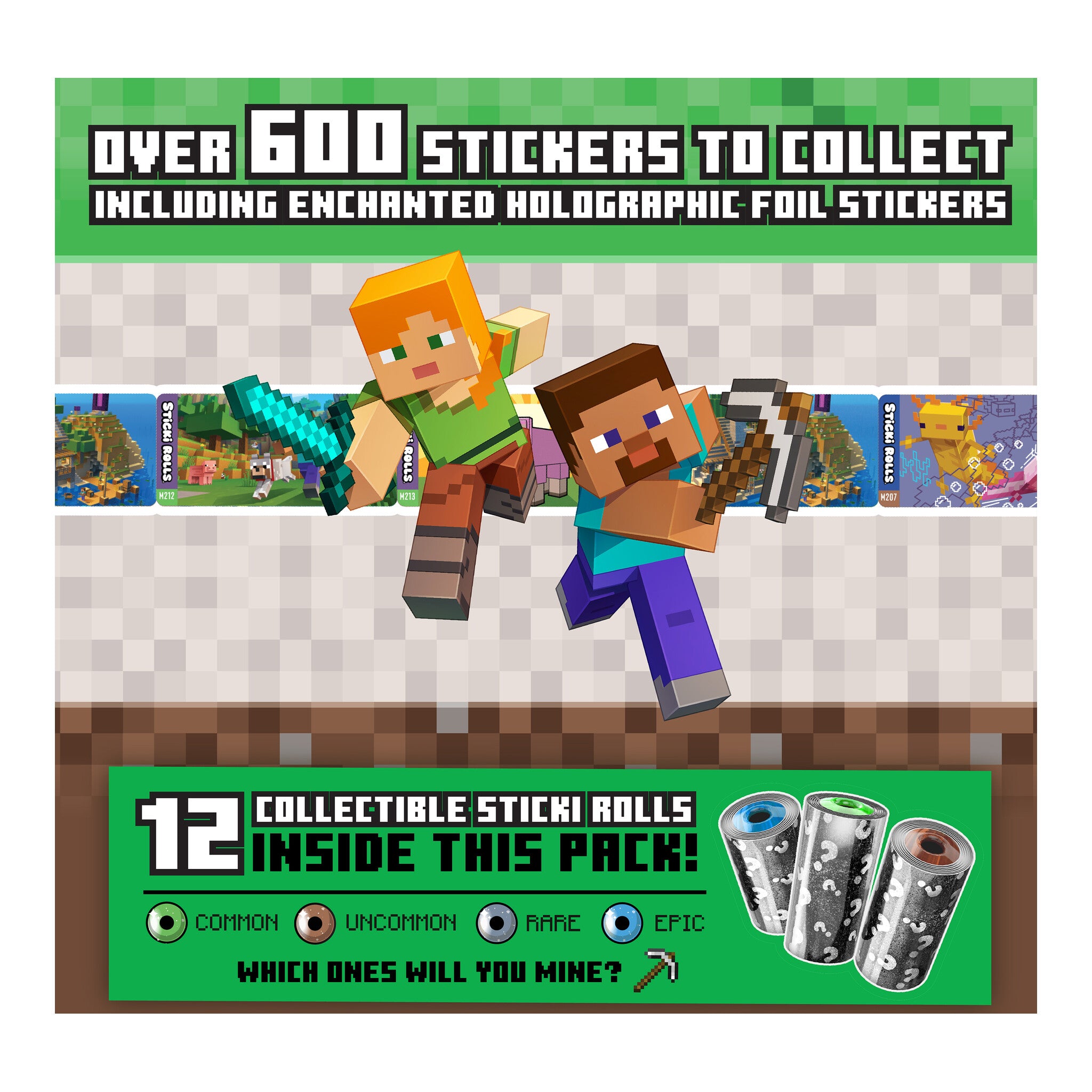 Sticki Rolls Minecraft Collectors Book with Wristband and 120 Stickers