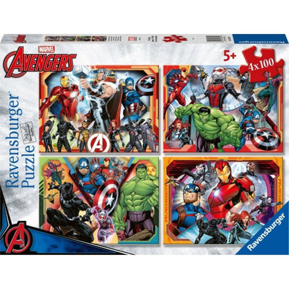 Ravensburger Marvel Avengers 4 x 100-Piece Jigsaw Puzzle Set