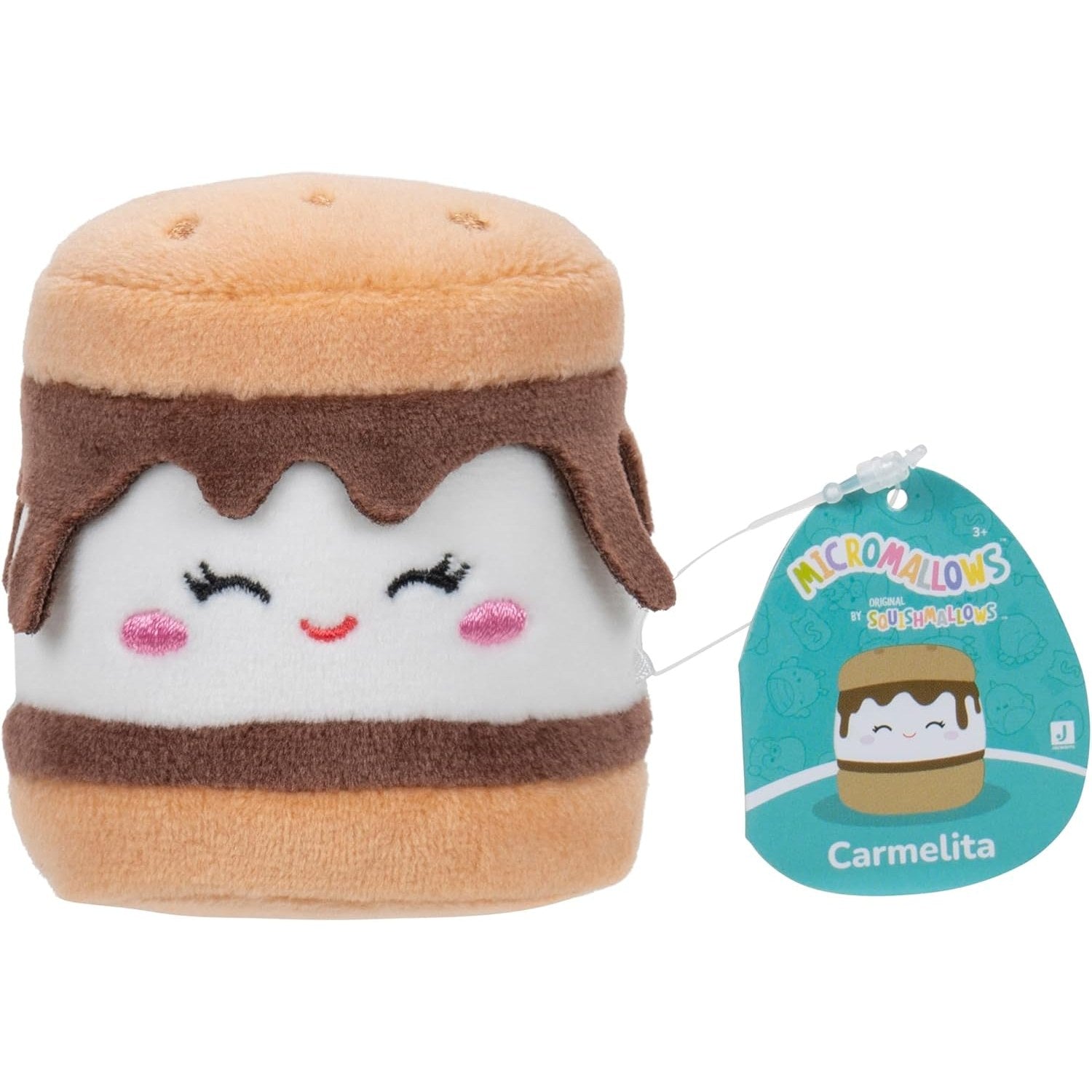 Micromallows by Squishmallow  2.5 Inch Plush - Carmelita S'mores, Jeanne Octopus, Luciano Lion, Wendy Frog