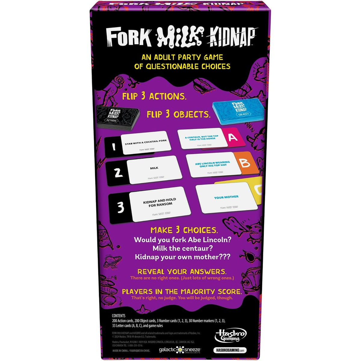Hasbro Gaming Fork Milk Kidnap Adult Party Card Game
