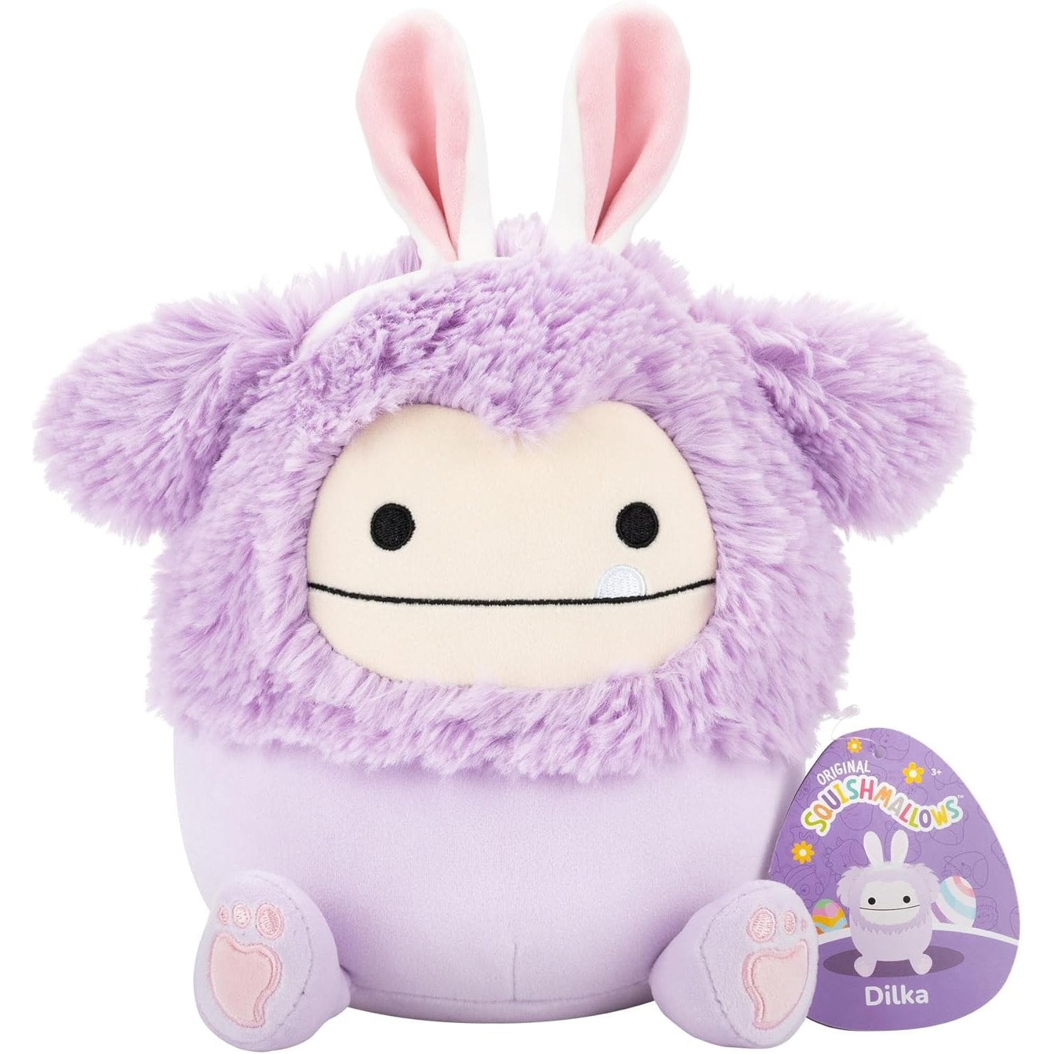 Squishmallow 7.5 Inch Easter 2025 - Dilka - Lavender Bigfoot With Bunny Ears