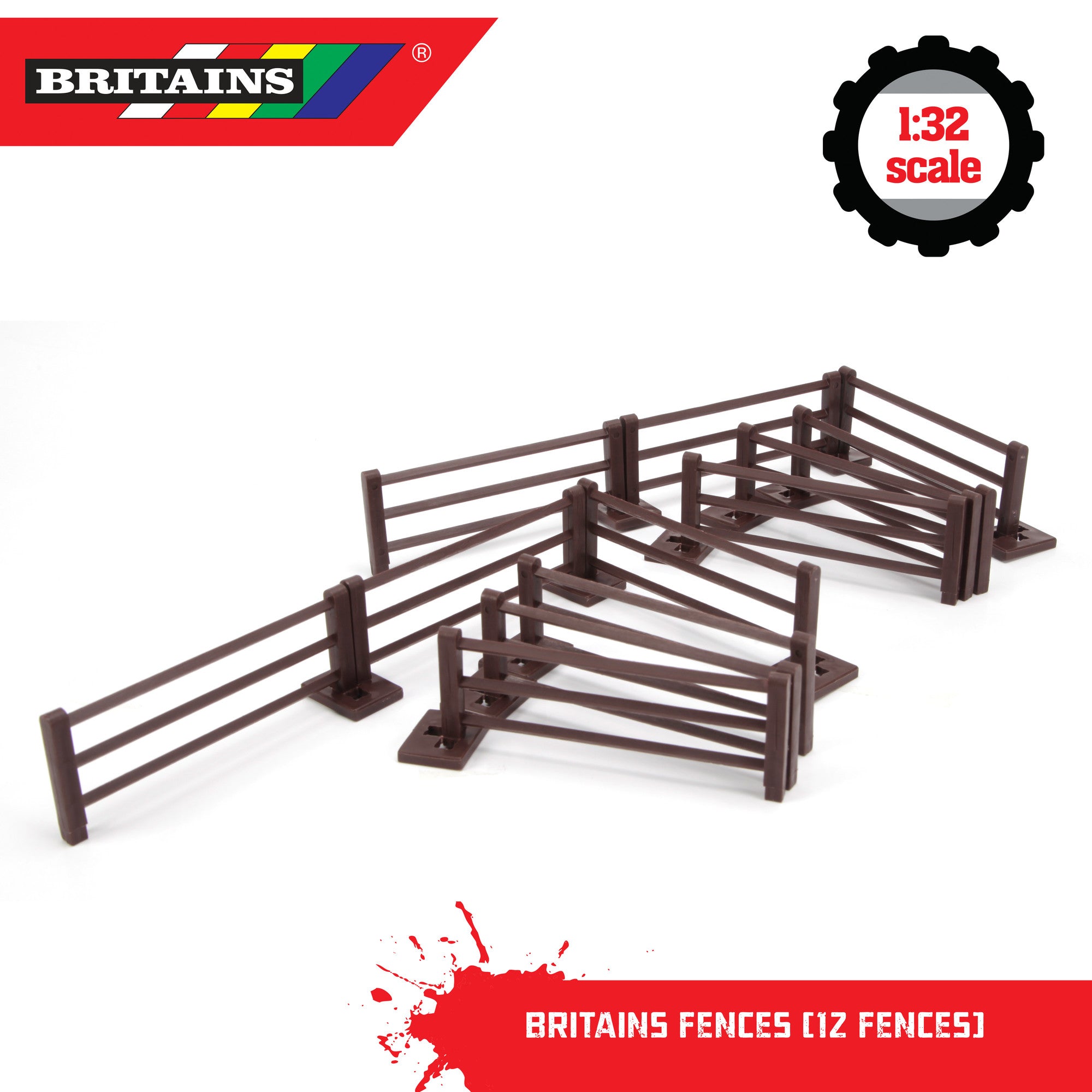 Britains 1:32 Scale Farm Fencing Set – 12 Pieces