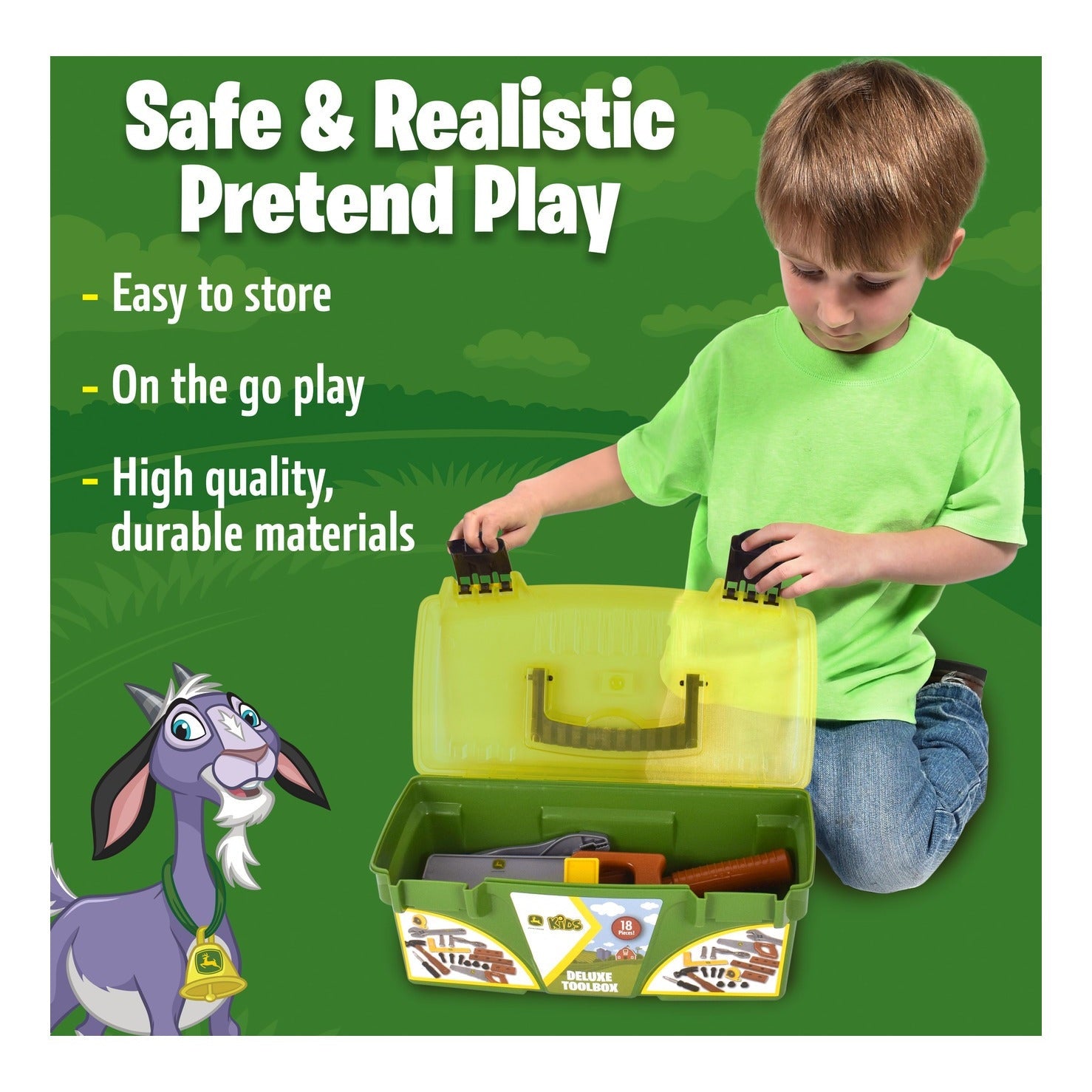 John Deere Deluxe Tool Box 18-Piece Pretend Play Set