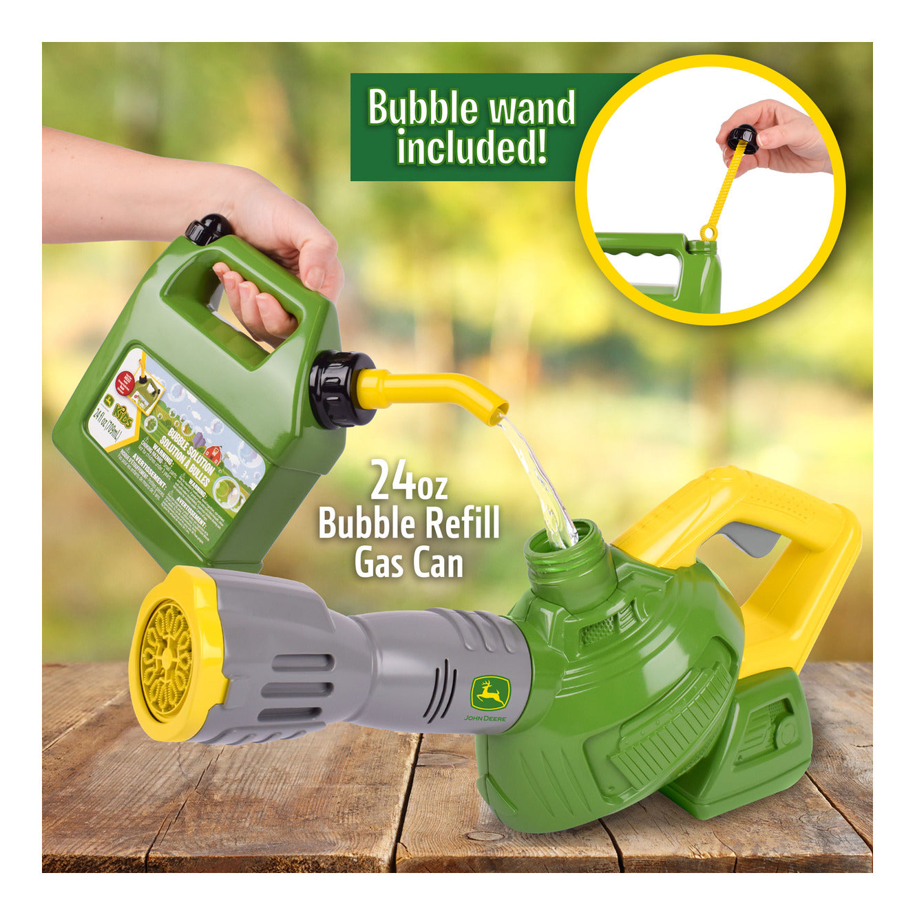John Deere Bubble Leaf Blower with Bubble Refill Gas Can