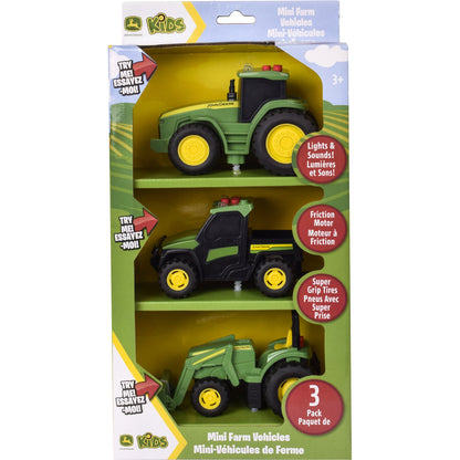 TOMY John Deere Mini Farm Vehicles 3 Pack with Lights and Sounds