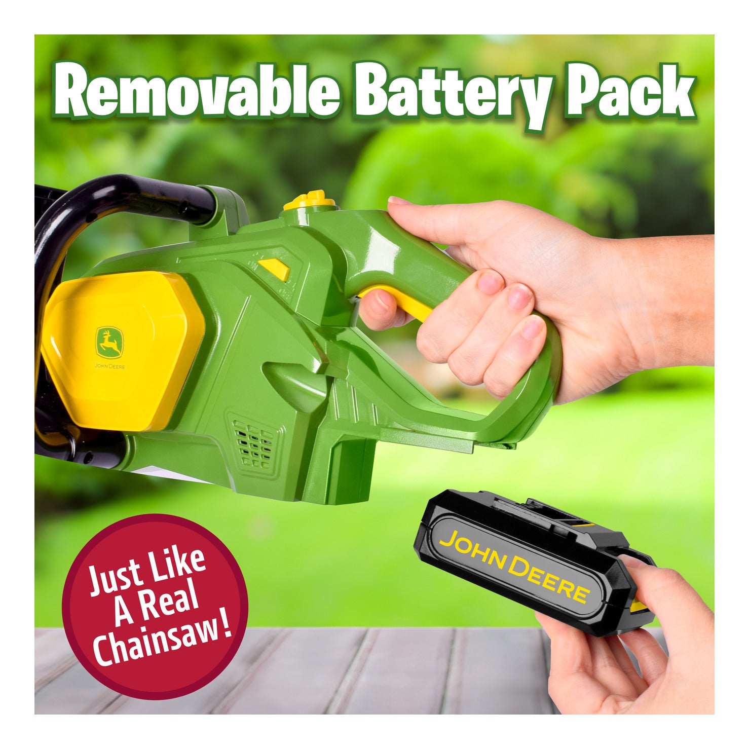 John Deere Motorised Chainsaw Toy with Lights and Sounds