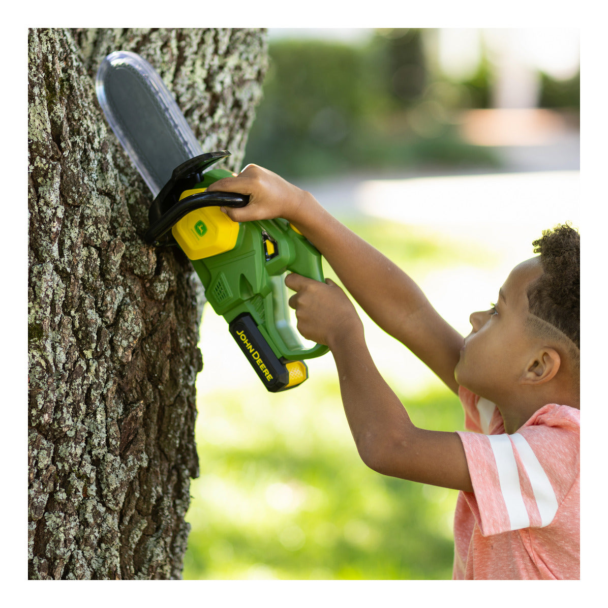 John Deere Motorised Chainsaw Toy with Lights and Sounds