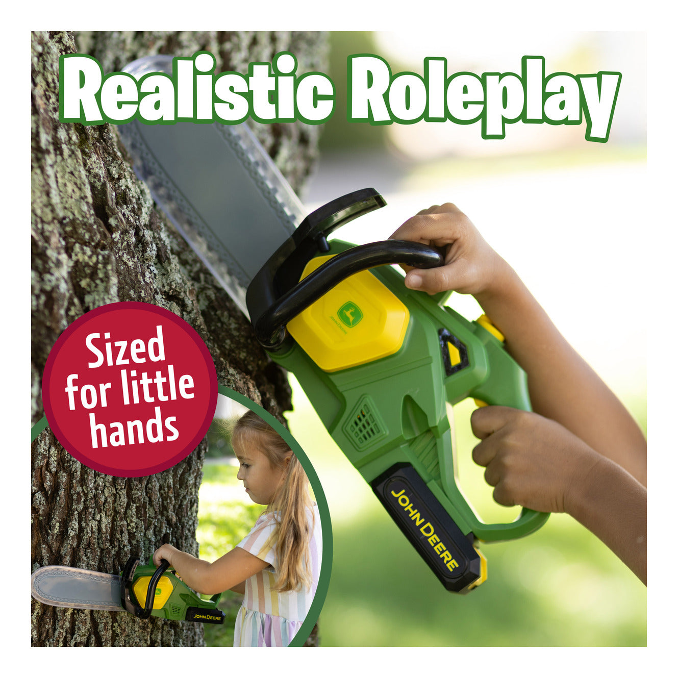 John Deere Motorised Chainsaw Toy with Lights and Sounds