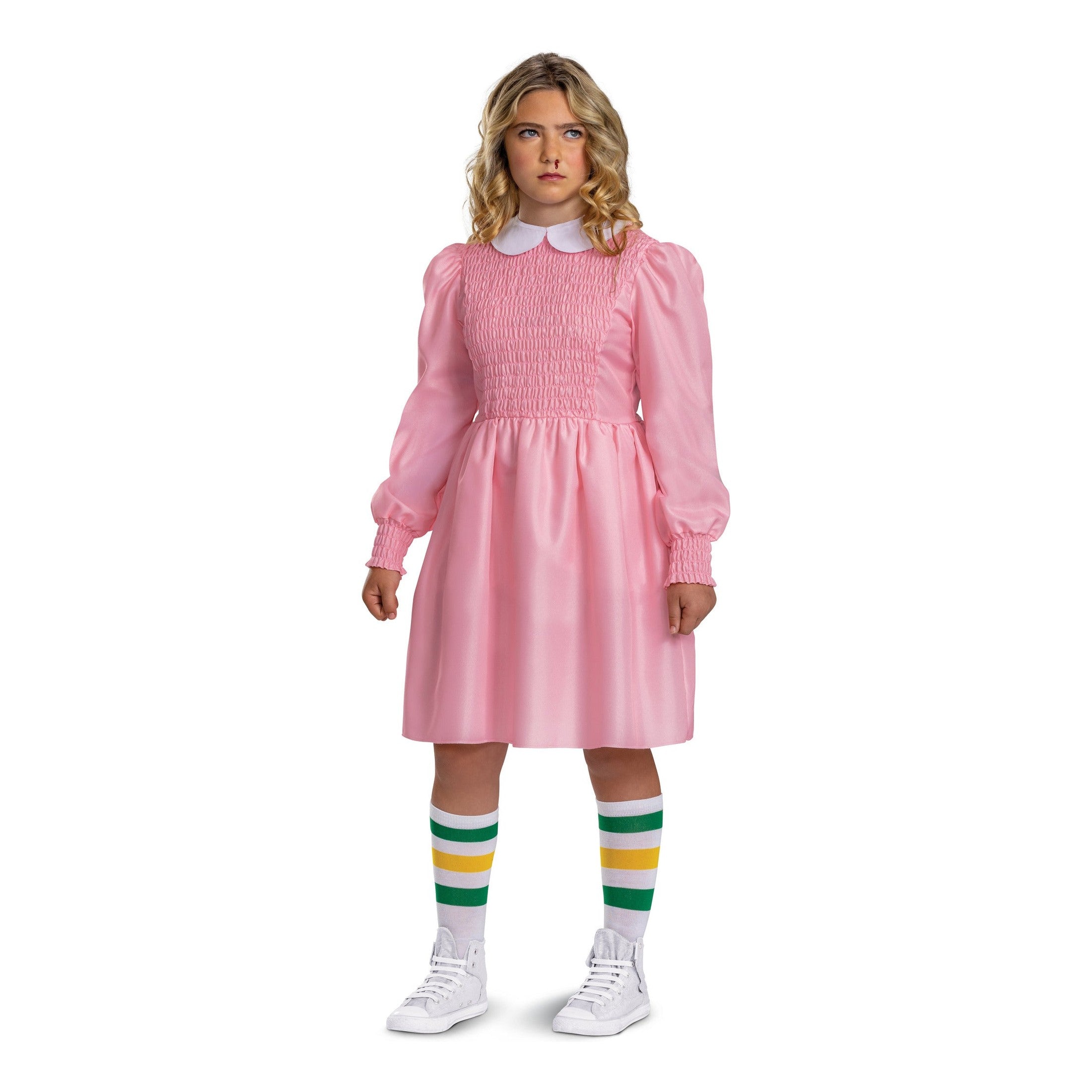 Stranger Things Eleven Pink Dress Costume with Socks (7-8)